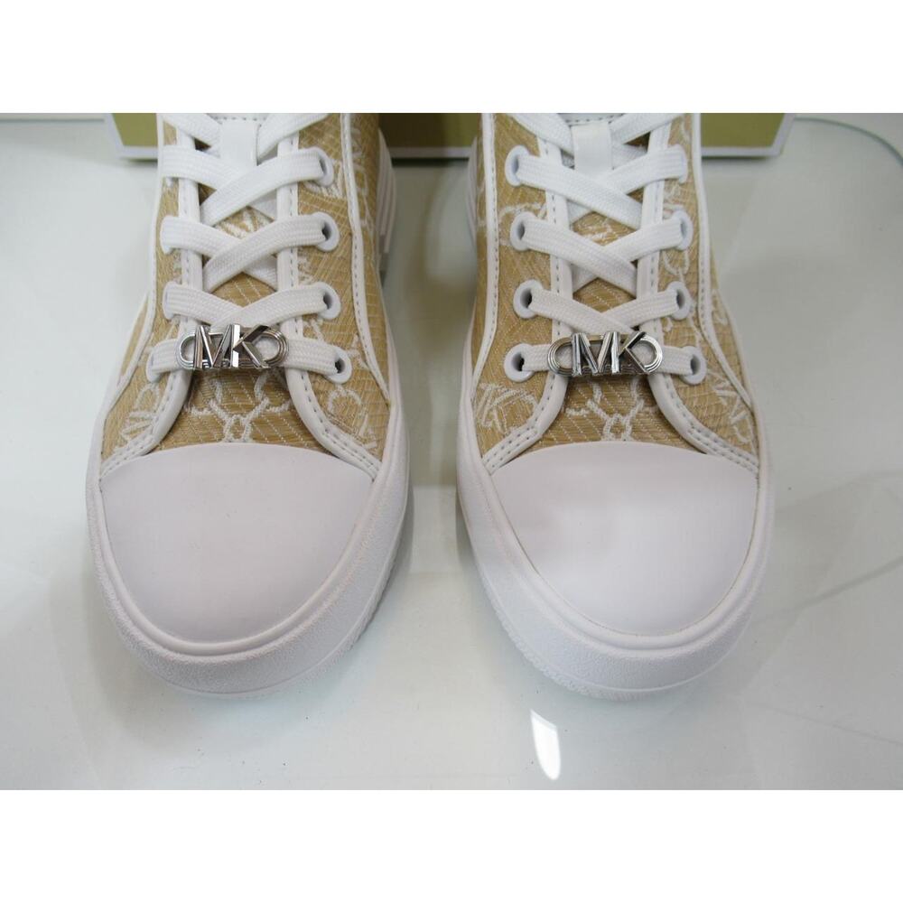 Michael Kors Evy High Top Lace Up Sneaker Empire Signature Logo Natural Size 7.5 - Picture 4 of 8